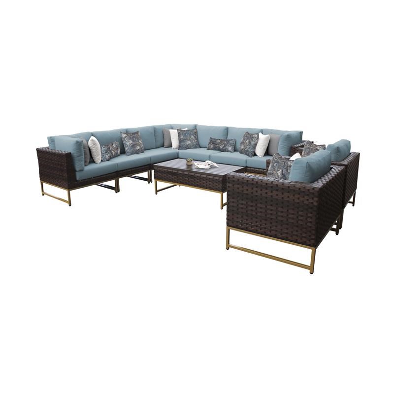 AMALFI 10 Piece Wicker Patio Furniture Set 10a in Gold and Spa