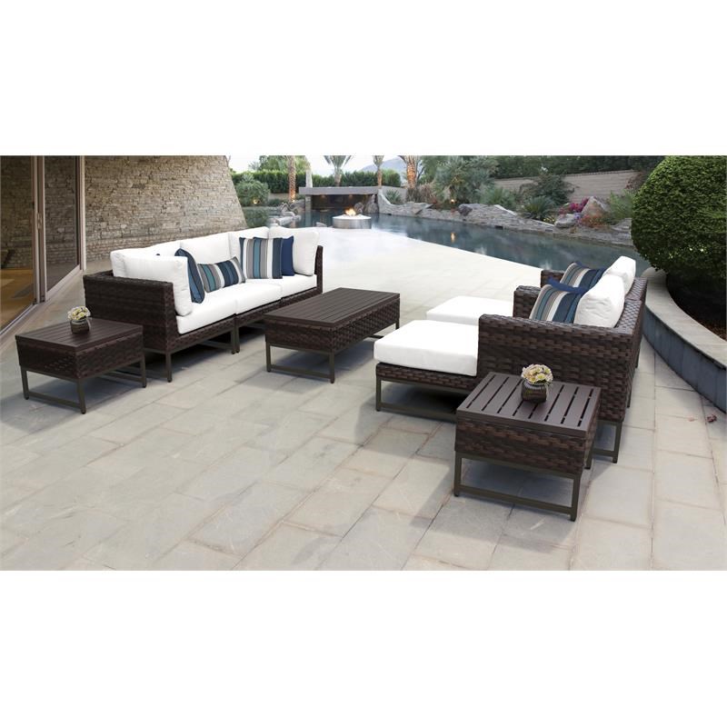 AMALFI 10 Piece Wicker Patio Furniture Set 10c in Brown and White