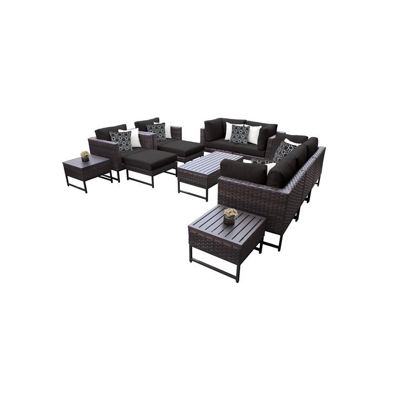 AMALFI 12 Piece Wicker Patio Furniture Set 12h in Brown and Black