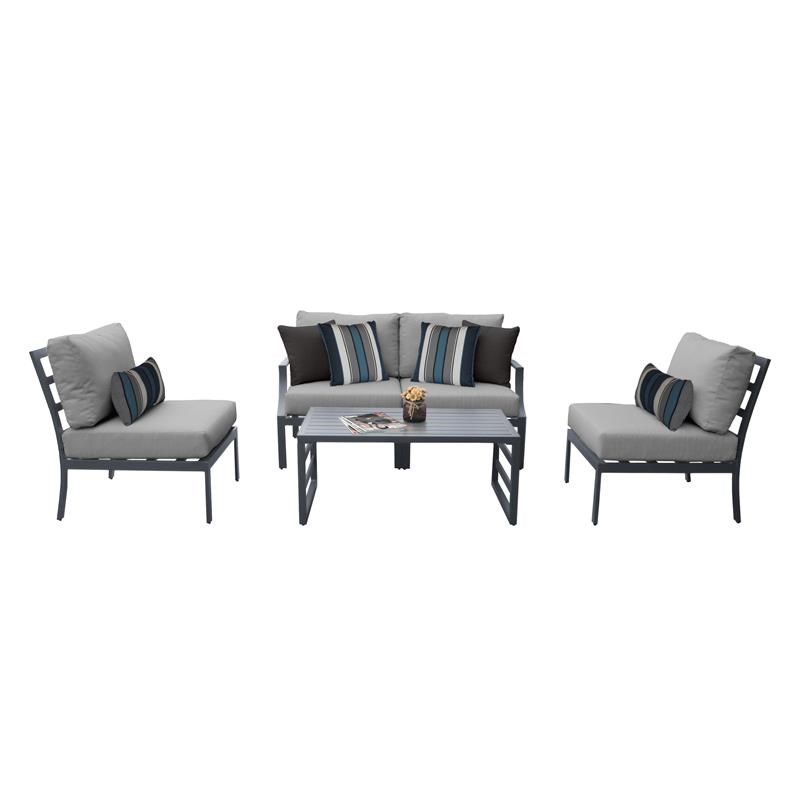 TK Classics Lexington 5 Piece Aluminum Patio Furniture Set 05d in Grey