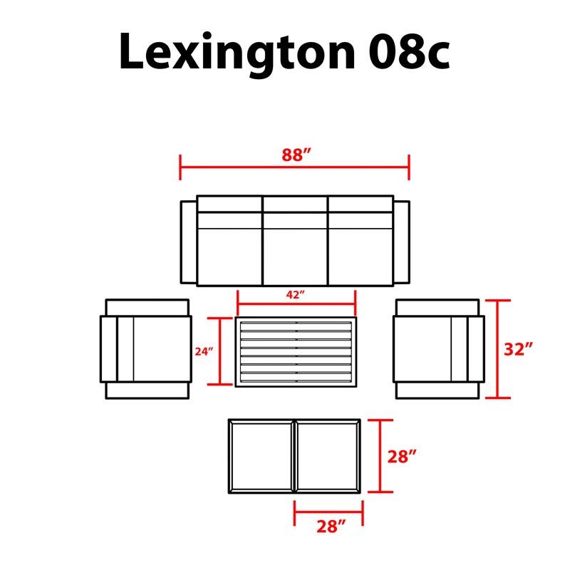 TK Classics Lexington 8 Piece Aluminum Patio Furniture Set 08c in Grey