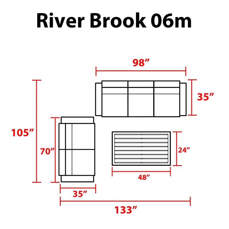 kathy ireland River Brook 6 Piece Outdoor Wicker Patio Furniture Set 06m in Grey