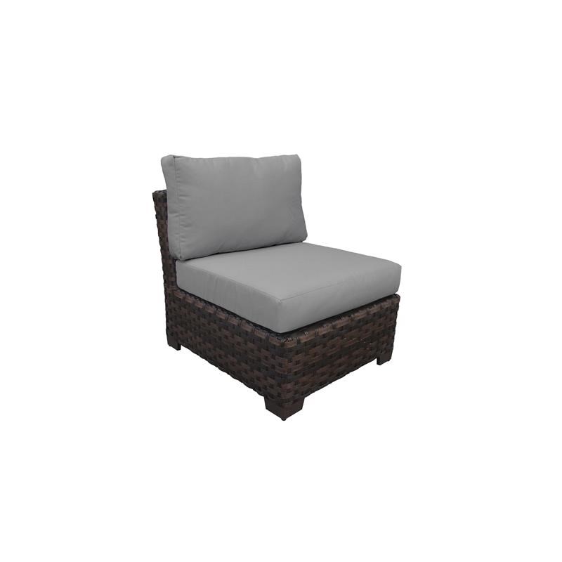 kathy ireland River Brook 6 Piece Outdoor Wicker Patio Furniture Set 06m in Grey