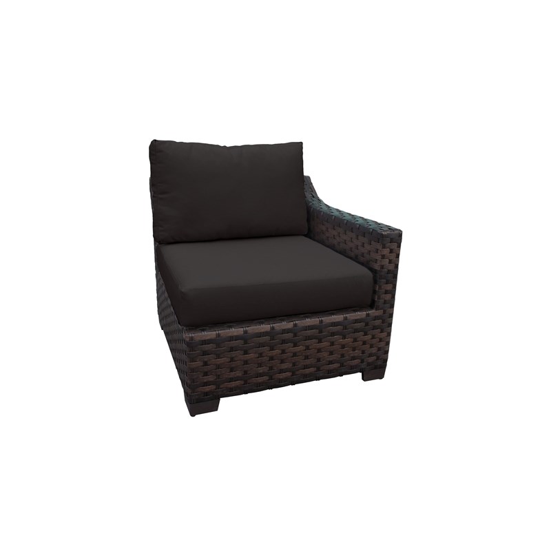 kathy ireland River Brook 3 Piece Wicker Patio Furniture Set 03b in Black
