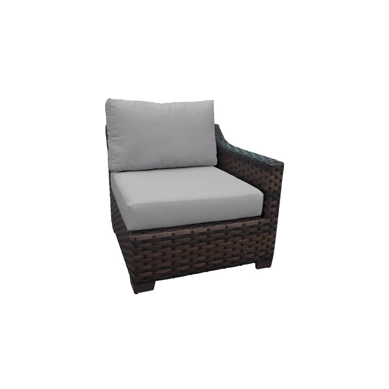 kathy ireland River Brook 3 Piece Outdoor Wicker Patio Furniture Set 03b in Grey