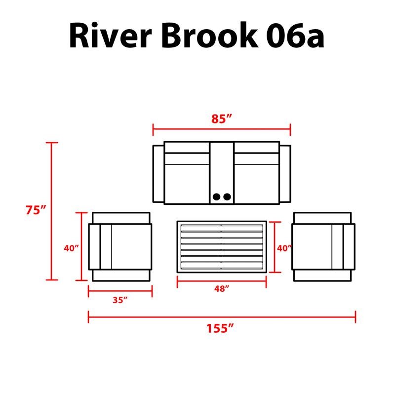 kathy ireland River Brook 6 Piece Wicker Patio Furniture Set 06a in Beige