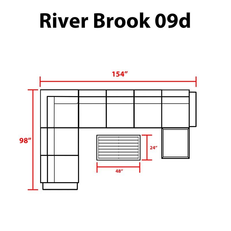 kathy ireland River Brook 9 Piece Outdoor Wicker Patio Furniture Set 09d