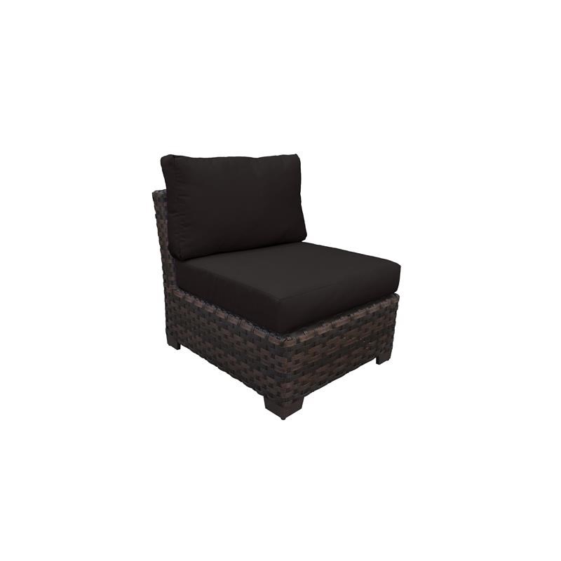 kathy ireland River Brook 9 Piece Wicker Patio Furniture Set 09d in Black