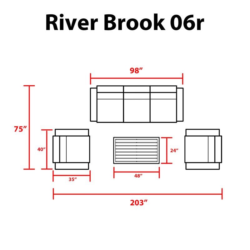 kathy ireland River Brook 6 Piece Outdoor Wicker Patio Furniture Set 06r in Grey