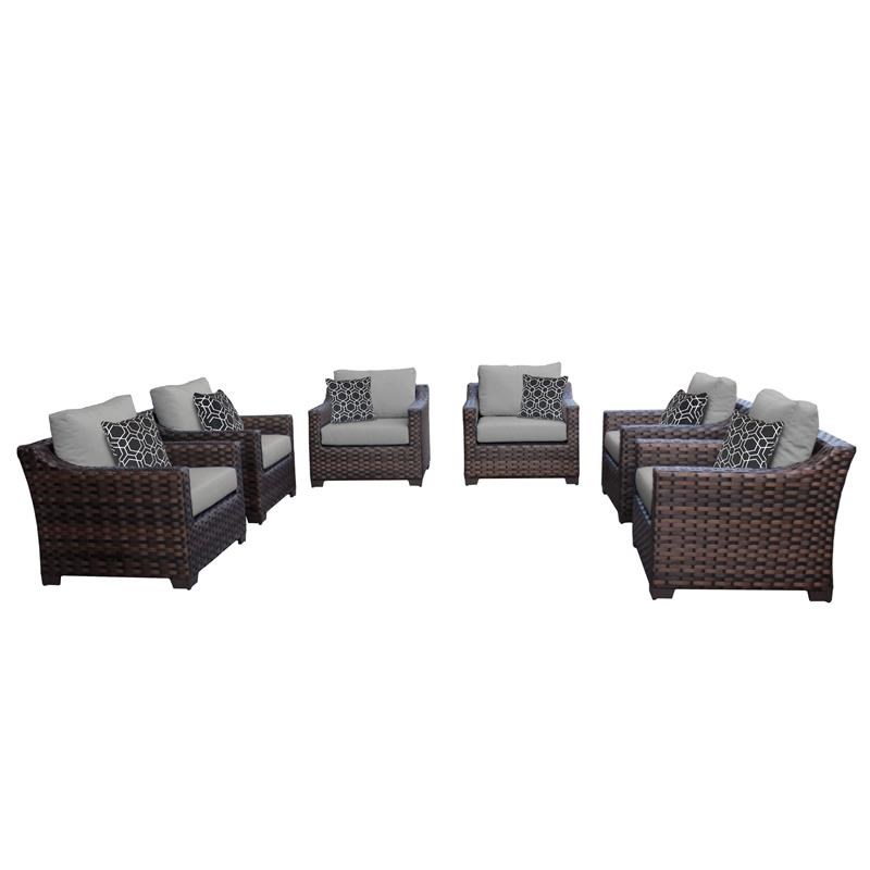 kathy ireland River Brook 6 Piece Outdoor Wicker Patio Furniture Set 06w in Grey