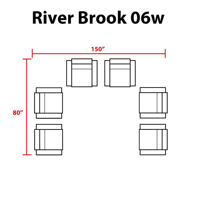 kathy ireland River Brook 6 Piece Outdoor Wicker Patio Furniture Set 06w in Grey