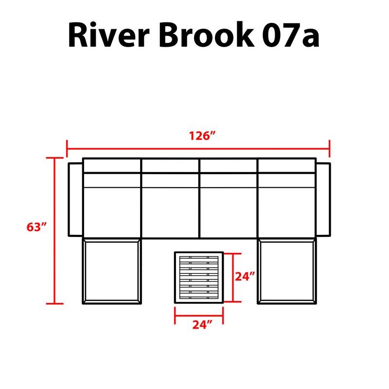 kathy ireland River Brook 7 Piece Outdoor Wicker Patio Furniture Set 07a in Grey