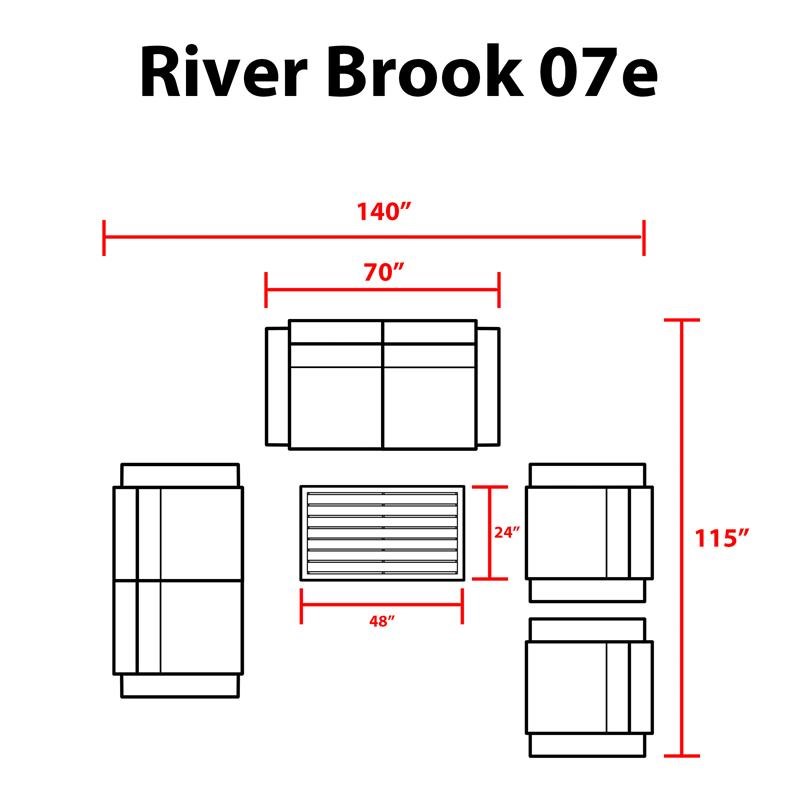 kathy ireland River Brook 7 Piece Outdoor Wicker Patio Furniture Set 07e in Grey