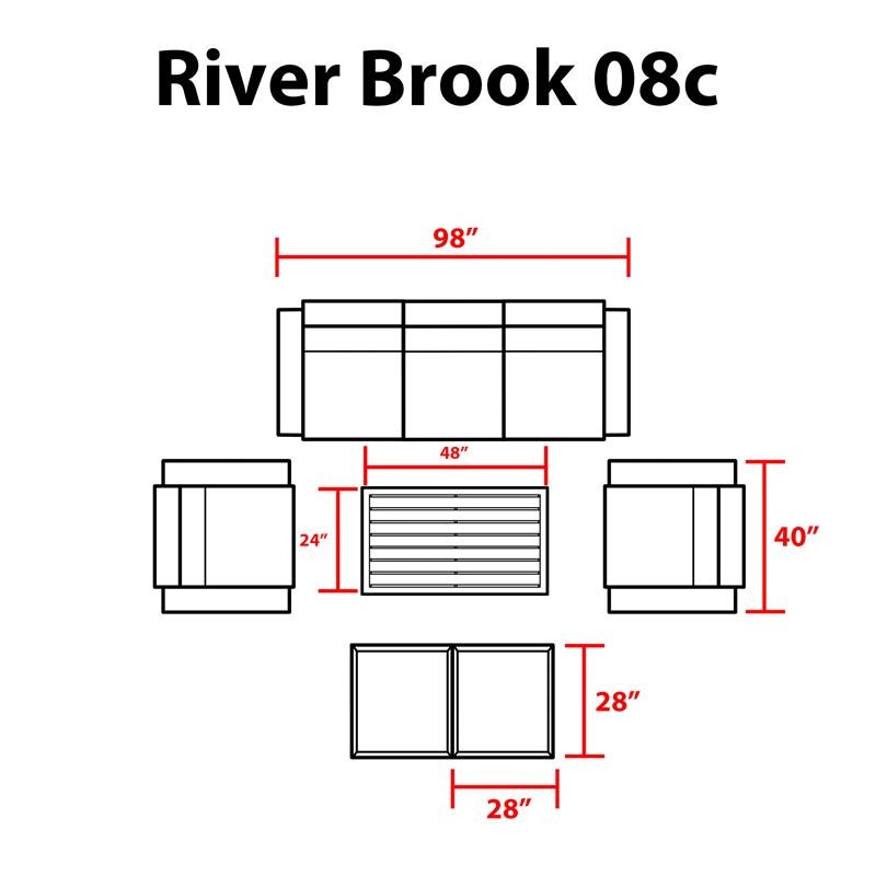 kathy ireland River Brook 8 Piece Outdoor Wicker Patio Furniture Set 08c in Grey