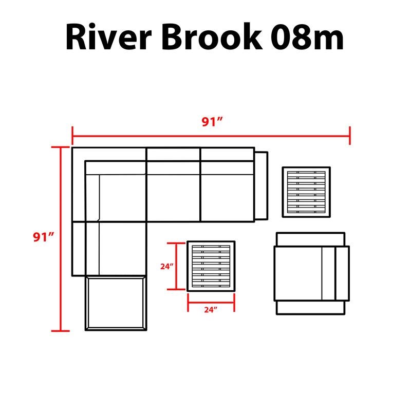 kathy ireland River Brook 8 Piece Outdoor Wicker Patio Furniture Set 08m in Ash
