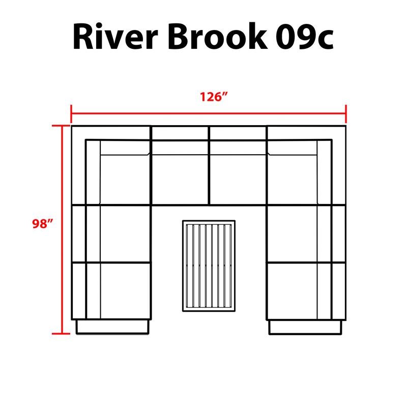 kathy ireland River Brook 9 Piece Outdoor Wicker Patio Furniture Set 09c in Ash