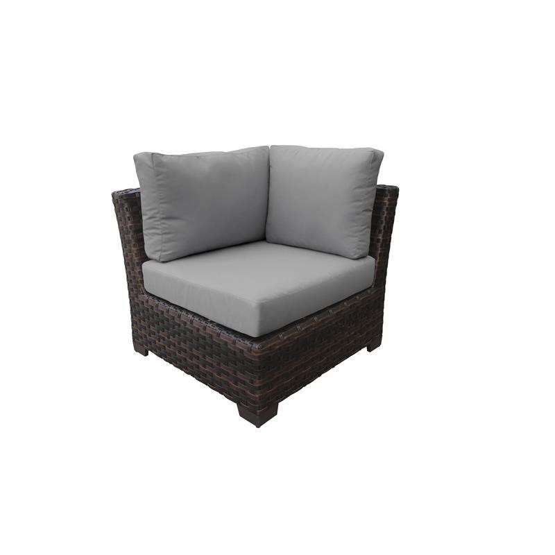 kathy ireland River Brook 9 Piece Outdoor Wicker Patio Furniture Set 09c in Grey