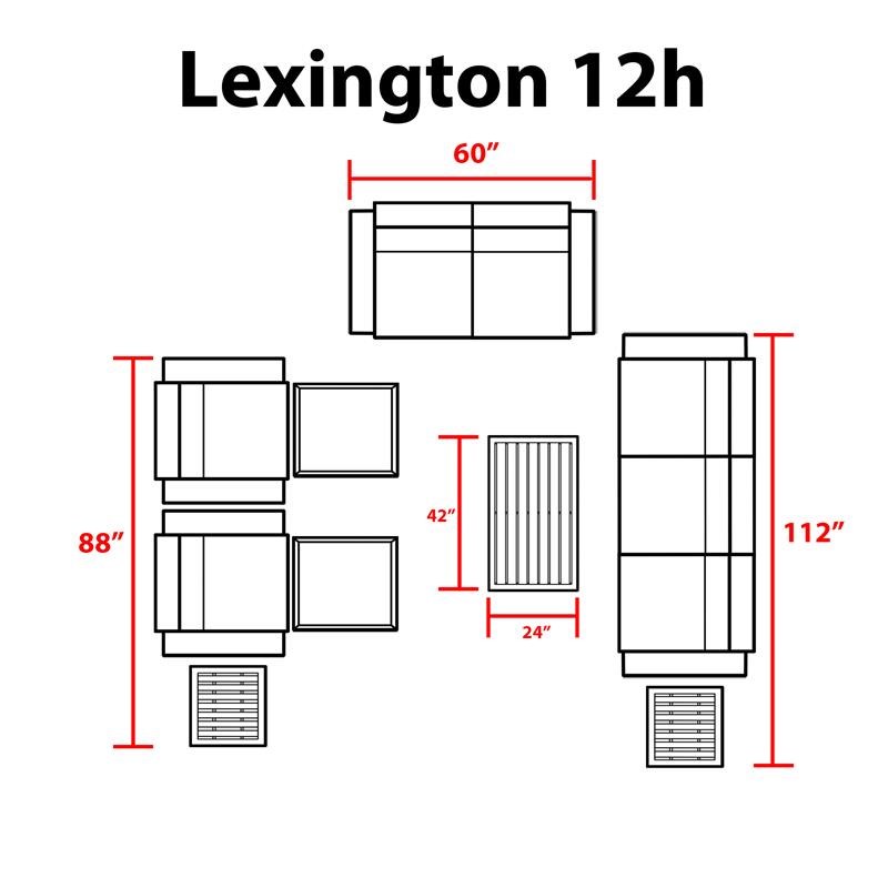 TK Classics Lexington 12 Piece Aluminum Patio Furniture Set 12h in Grey