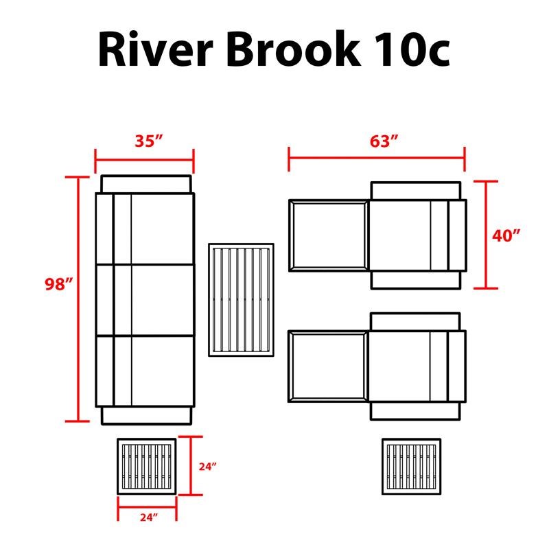 kathy ireland River Brook 10 Piece Wicker Patio Furniture Set 10c in Grey