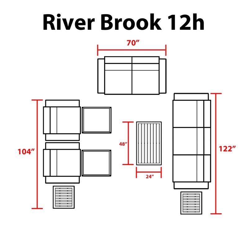 kathy ireland River Brook 12 Piece Wicker Patio Furniture Set 12h in Grey