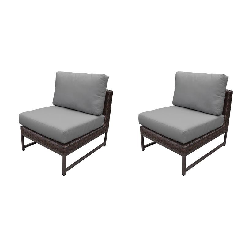 TK Classics AMALFI Armless Sofa in Brown and Gray (Set of 2)