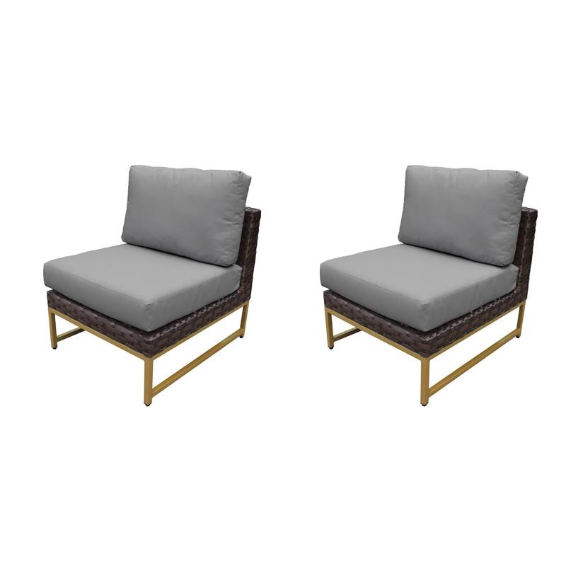 TK Classics AMALFI Armless Sofa in Gold and Gray (Set of 2)