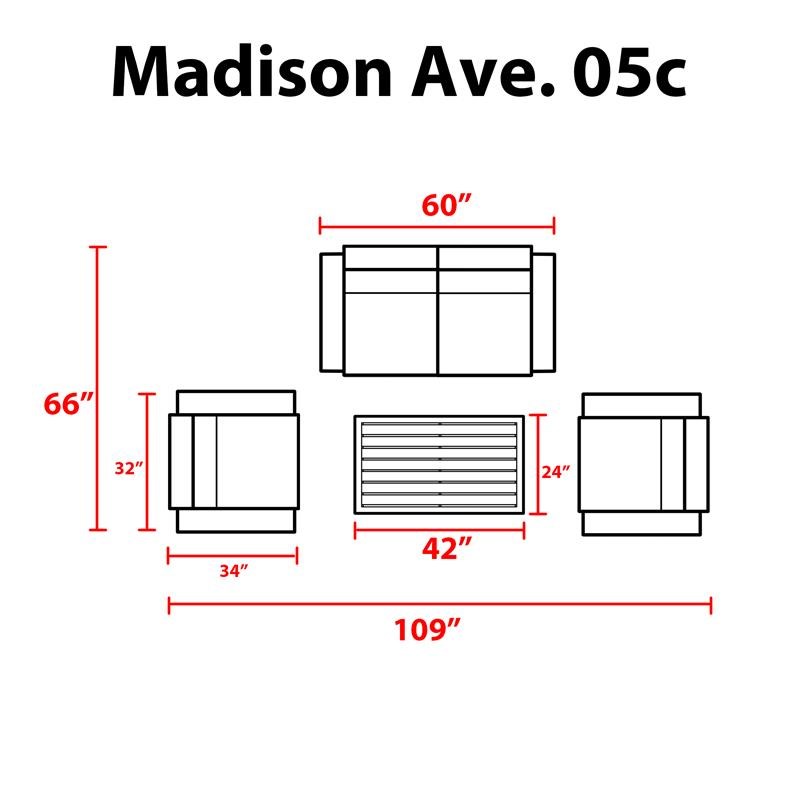 kathy ireland Madison Ave. 5 Piece Aluminum Patio Furniture Set 05c in Beige