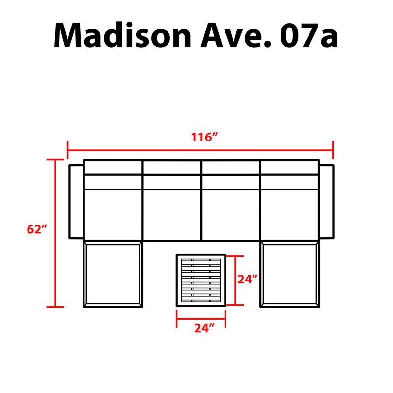 kathy ireland Madison Ave. 7 Piece Aluminum Patio Furniture Set 07a in Grey