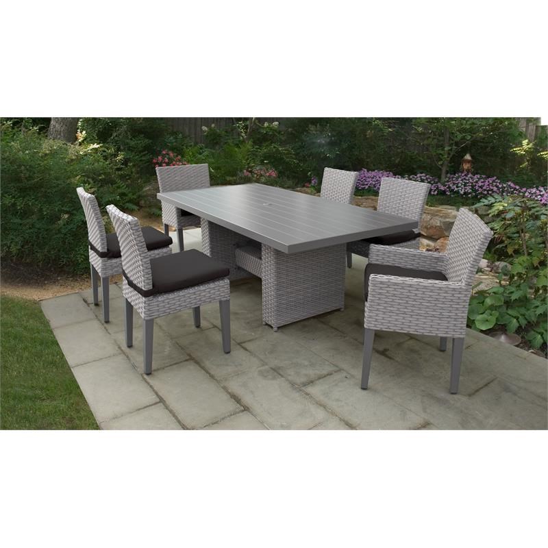 Florence Rectangular Outdoor Patio Dining Table with 6 Chairs in Black