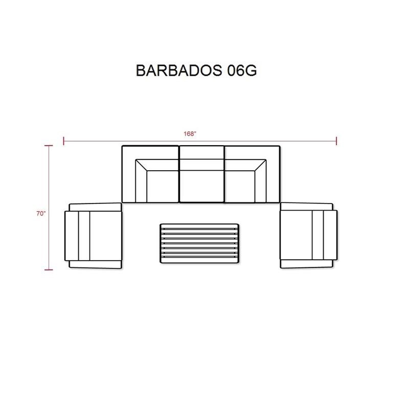 Barbados 6 Piece Outdoor Wicker Patio Furniture Set 06g in Black