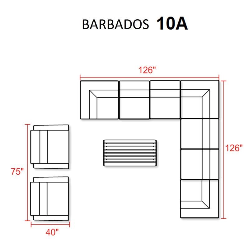 Barbados 10 Piece Outdoor Wicker Patio Furniture Set 10a in Black