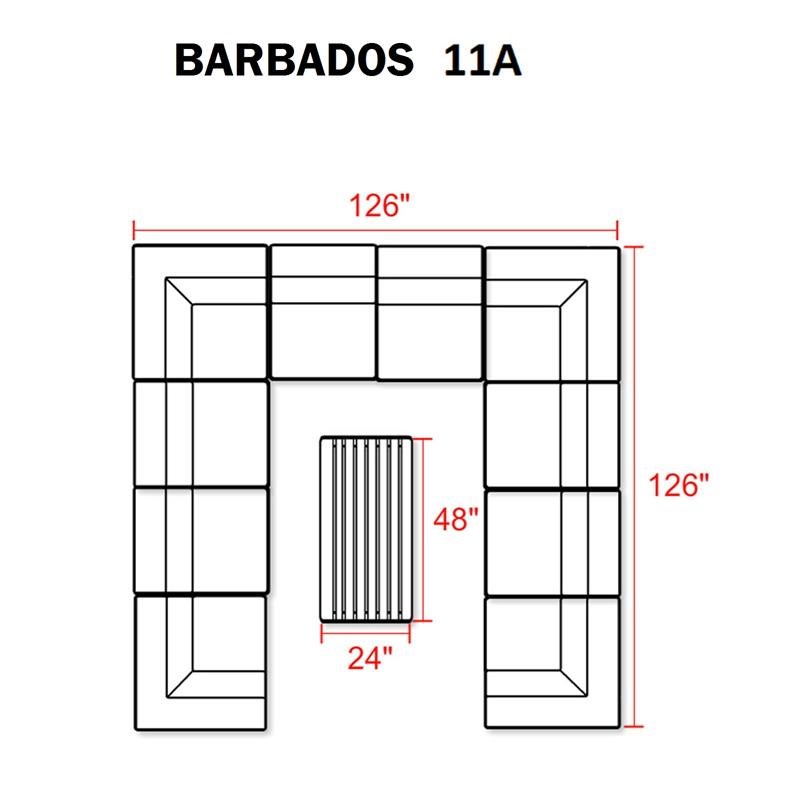 Barbados 11 Piece Outdoor Wicker Patio Furniture Set 11a in Black