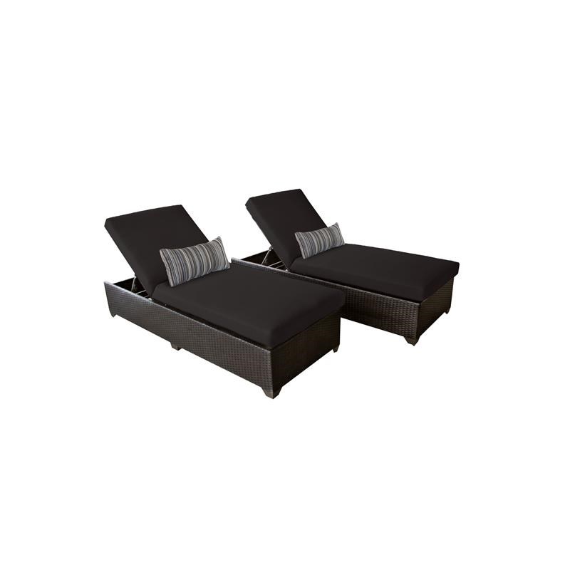 Barbados Chaise Set of 2 Outdoor Wicker Patio Furniture in Black