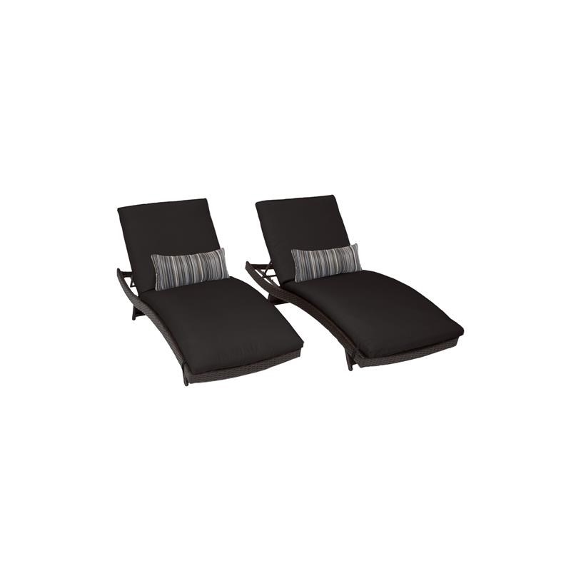 Barbados Curved Chaise Set of 2 Outdoor Wicker Patio Furniture in Black