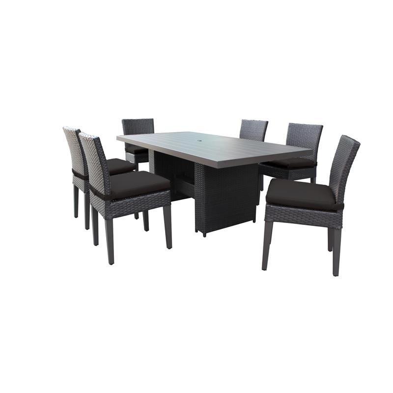 Barbados Rectangular Outdoor Patio Dining Table with 6 Chairs in Black
