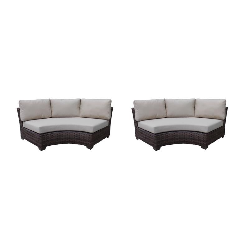 kathy ireland River Brook Curved Armless Sofa in Ash (Set of 2)
