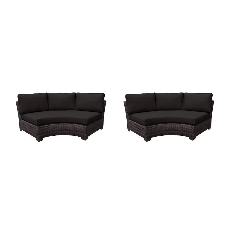 kathy ireland River Brook Curved Armless Sofa in Black (Set of 2)