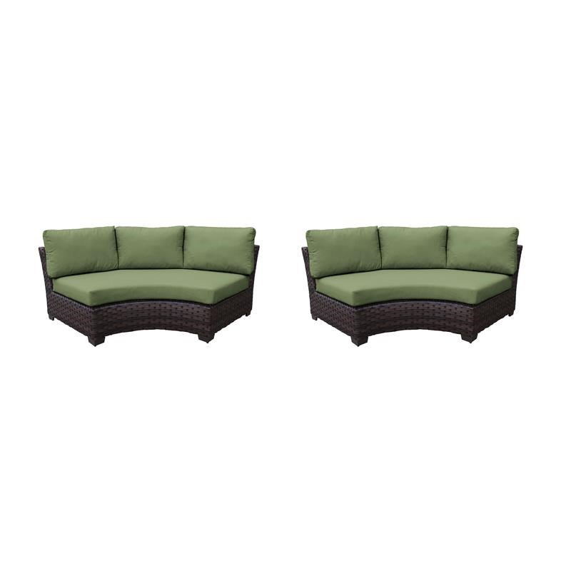 kathy ireland River Brook Curved Armless Sofa in Cilantro (Set of 2)