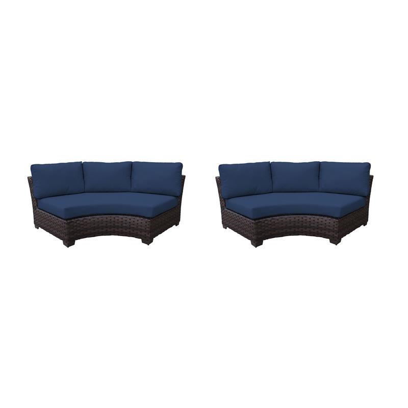 kathy ireland River Brook Curved Armless Sofa in Navy (Set of 2)