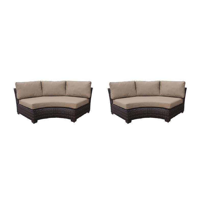 kathy ireland River Brook Curved Armless Sofa in Wheat (Set of 2)