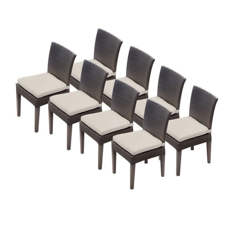 TKC Napa Wicker Patio Dining Chairs in Beige (Set of 8)