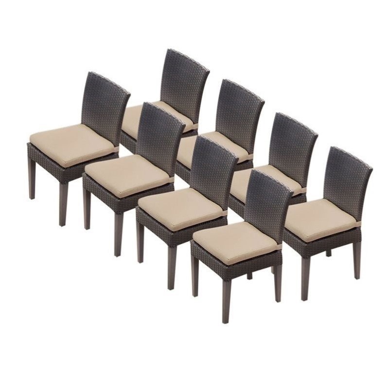 TKC Napa Wicker Patio Dining Chairs in Wheat (Set of 8)