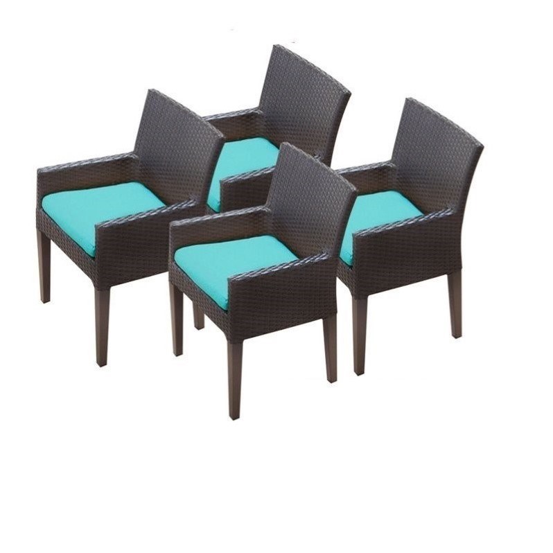TKC Napa Wicker Patio Arm Dining Chairs in Aruba (Set of 4)