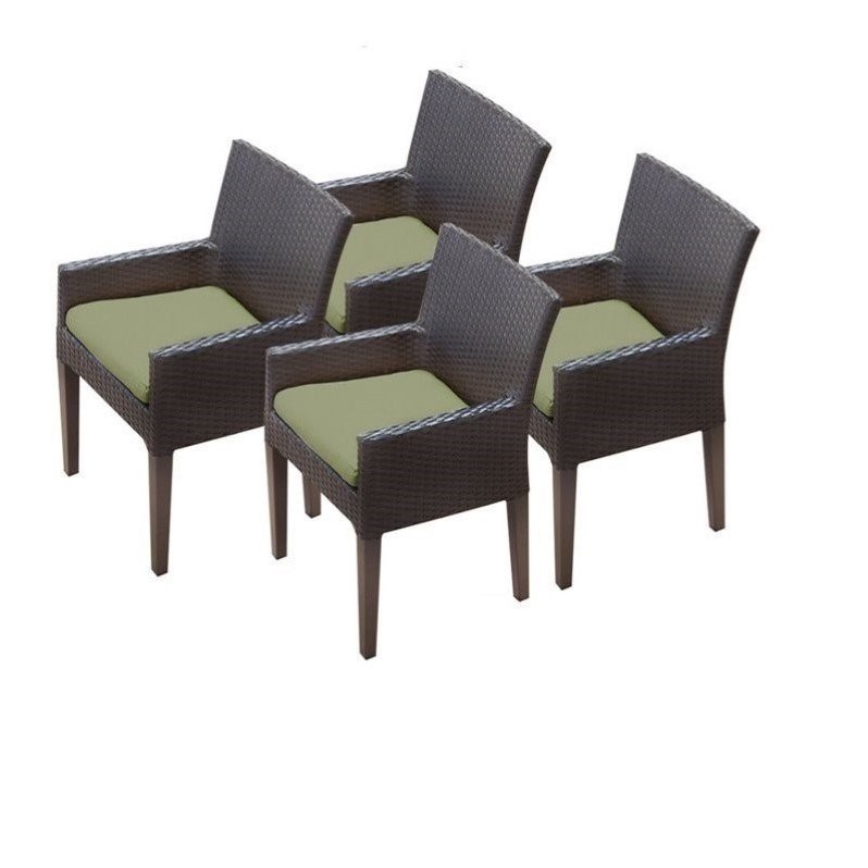 TKC Napa Wicker Patio Arm Dining Chairs in Cilantro (Set of 4)