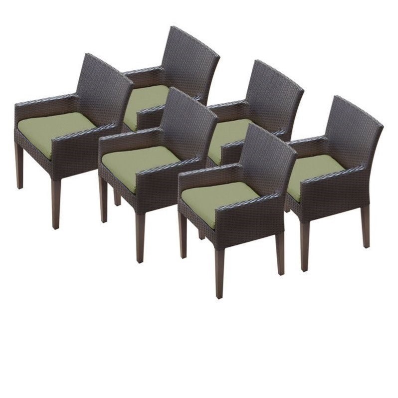 TKC Napa Wicker Patio Arm Dining Chairs in Cilantro (Set of 6)