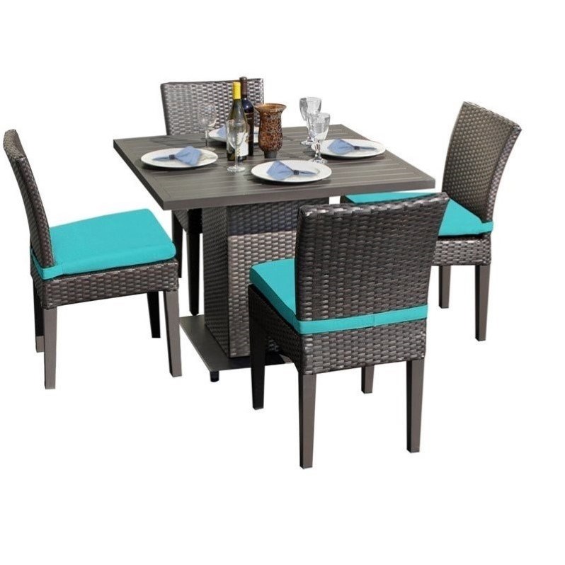 TK Classics Napa Square Dining Table with 4 Armless Chairs in Aruba