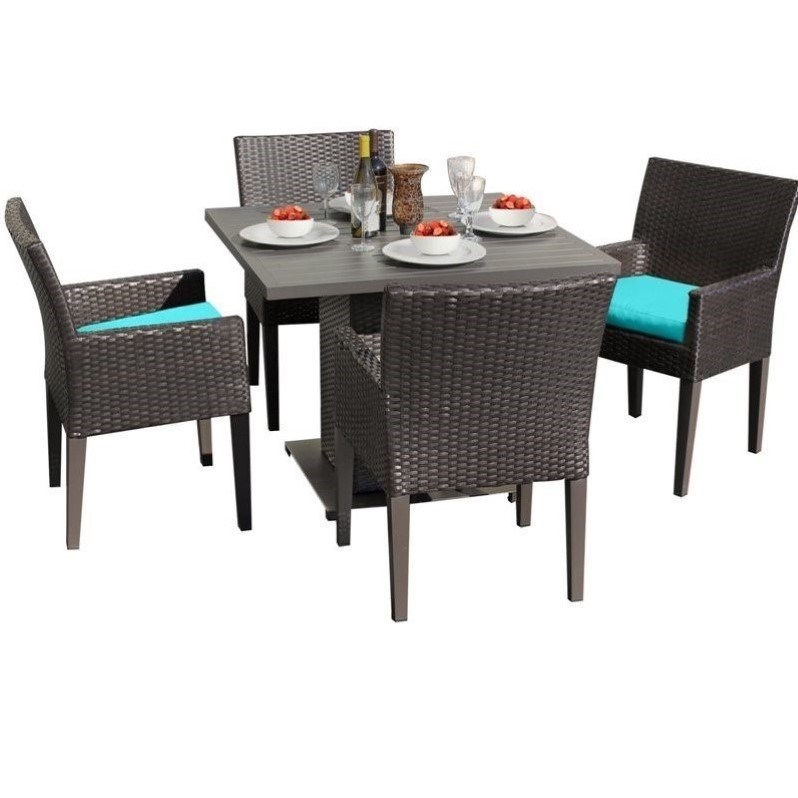 TK Classics Napa Square Dining Table with 4 Dining Chairs in Aruba