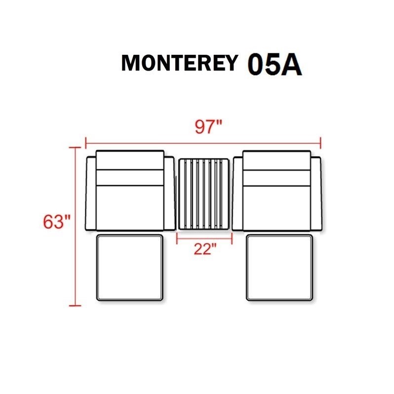 TK Classics Monterey 5 Piece Outdoor Wicker Sofa Set 05a in Aruba