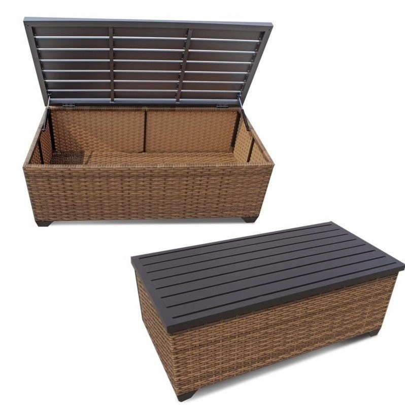 TKC Laguna Outdoor Wicker Storage Coffee Table in Caramel Homesquare