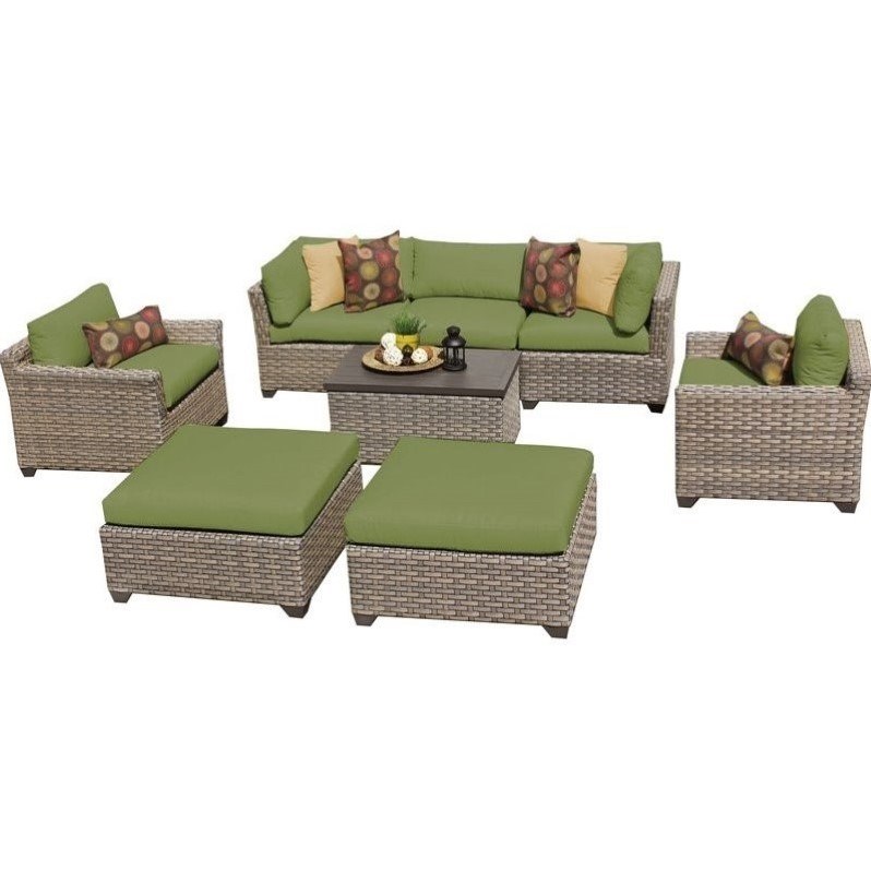 tk classics monterey 8 piece outdoor wicker sofa set 08a in cilantro